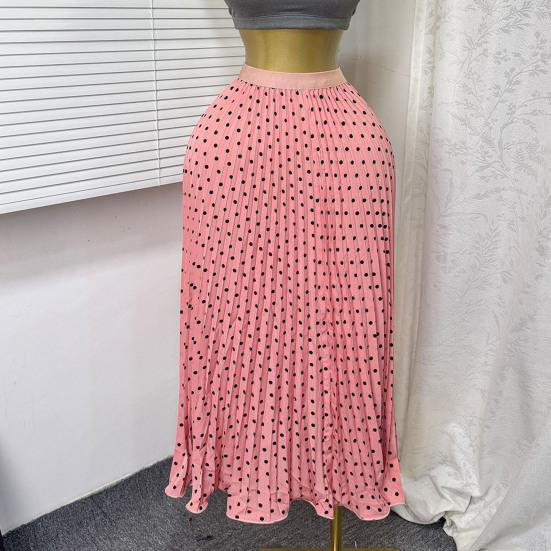 Gonna Donna Elastica Vita Alta Gonna Maxi a Linea A Modellante Ampio Fondo Stampa Pois Pieghettata Lunga per Uso Quotidiano Lavoro Tempo Libero
