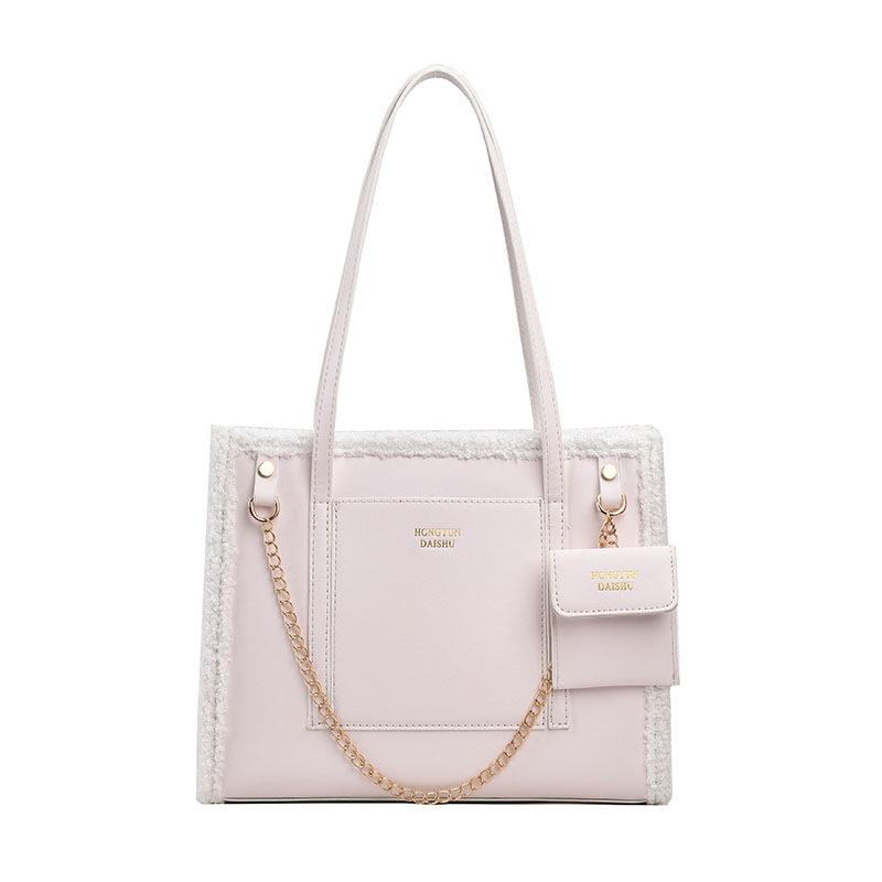 2025 autumn and winter new plush shoulder large capacity tote portable commuter wind women's bag