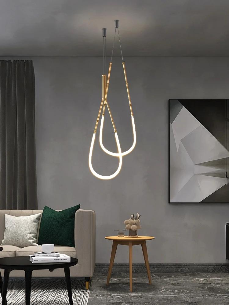 Italian new restaurant LED chandelier modern villa living room creative hanging lamp simple living room duplex floor chandelier