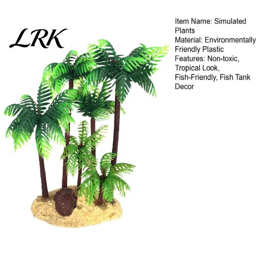 Realistic Aquarium Plants Artificial Plants, Miniature Plastic Coconut Trees, Safe Fish Tank Landscape Accessories for Betta Shrimp Turtles
