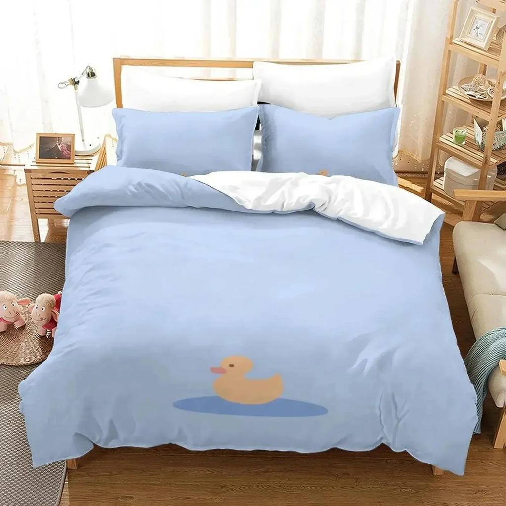 3D Cartoon Quackity Duck Bedding Set Duvet Cover Bed Set Quilt Cover Pillowcase Comforter King Queen Size Boys Adult Bedding Set