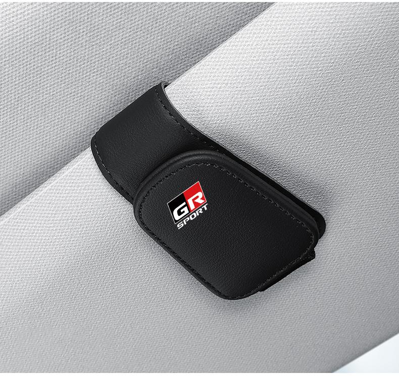 Car Accessories Sun Visor Sunglasses Holder PU leather Glasses Clip For Toyota Corolla Yaris Aygo Prius CHR Camry Auris Avensis