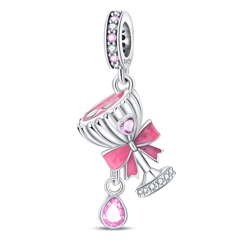 Sweet Romantic Copper Metal Princess Letter Pink High Heels Handbag Dress Charm Bead Components Bead Components Compatible With Pan Authentic