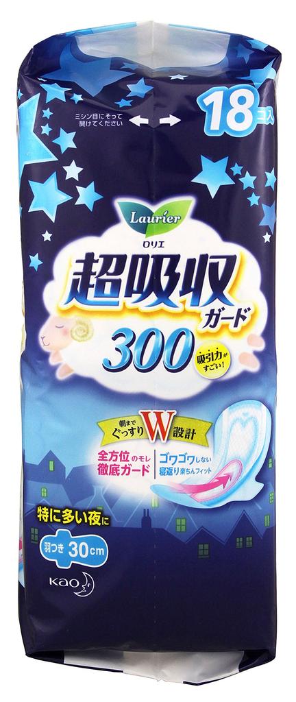 Laurier Super Absorbent Guard 300 with 18 pieces Wings, 30cm,