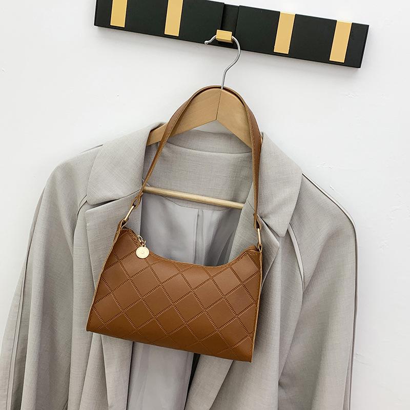 Ladies bag autumn and winter new small bag dumpling bag plaid simple shoulder bag women's armpit bag one