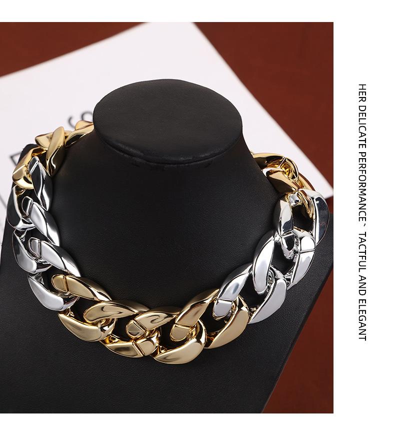 JMXD - Europäischer und amerikanischer Street-Hip-Hop-Schmuck, trendige, einlagige minimalistische Halskette mit Farbspleißen für Damen