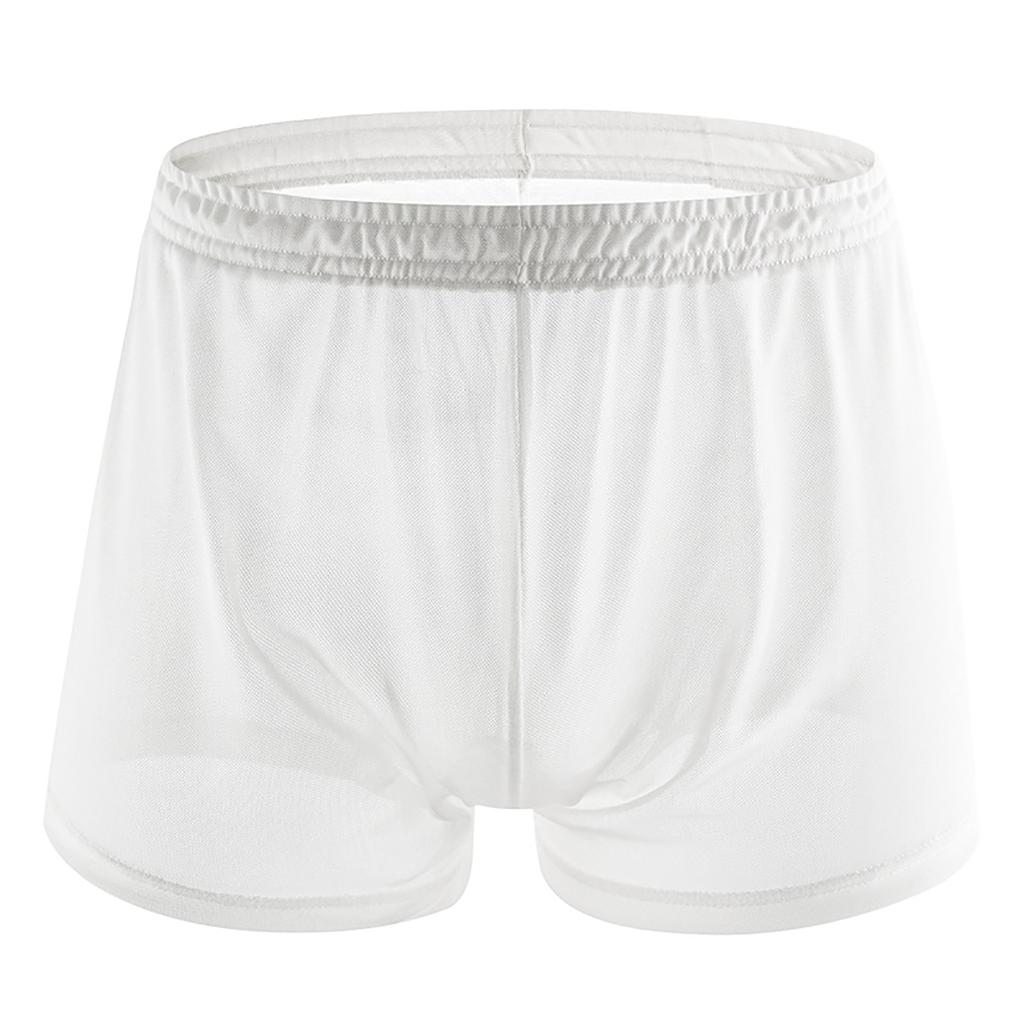 Soutong See Through Men Color Mesh Yarn Underpants Solid Mid Waist Transparent Thin Boxer Underwear For Daily Wear