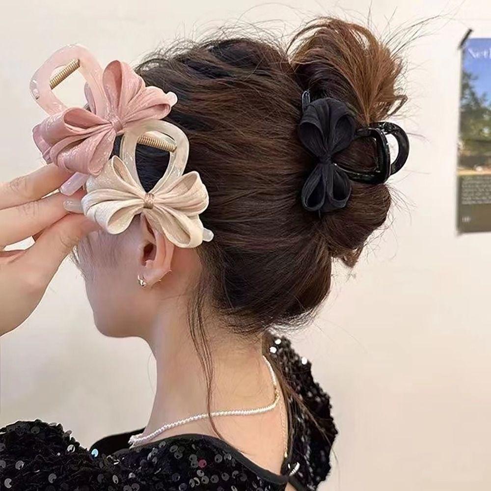 Headwear Shark Clips Handmade Grab Clip Temperament Bow Hair Clip  Women