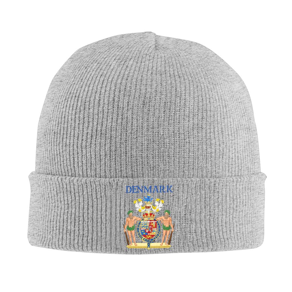 Coat of arms of Denmark  Knit Hat  Beanie Hats Gym Warm Soft Unisex Women Bonnet Hats Autumn Graphic Street Caps Gift Idea