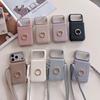 Crossbody Card Solt Ring Holder Flip Mirror Magnetic Wallet Leather Case For iPhone 17 Pro Max 16 Plus 15 14 13 12 Lanyard Cover