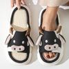 Fashion Lovely Cow Linen Slippers for Women Spring Autumn Open Toe Platform Linen Slides Woman Soft Non Slip House Slippers Female
