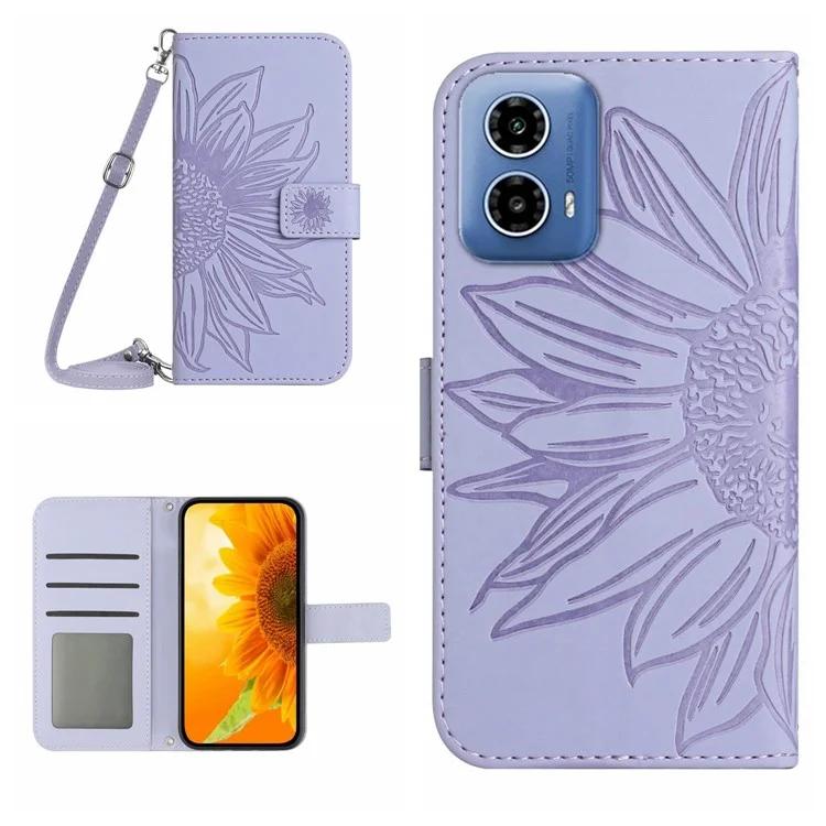 

HT04 For Motorola Moto G Stylus 5G (2024) Case Sunflower Skin-touch Phone Cover with Crossbody Strap
