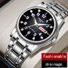 Men's Luminous Dual-Calendar Waterproof Fashion Watch with Alloy Steel Band