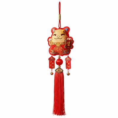 The God of Fortune Chinese New Year Decoration Red Embroidered Year of The Horse Hanging Decoration Traditional Chinese Style
