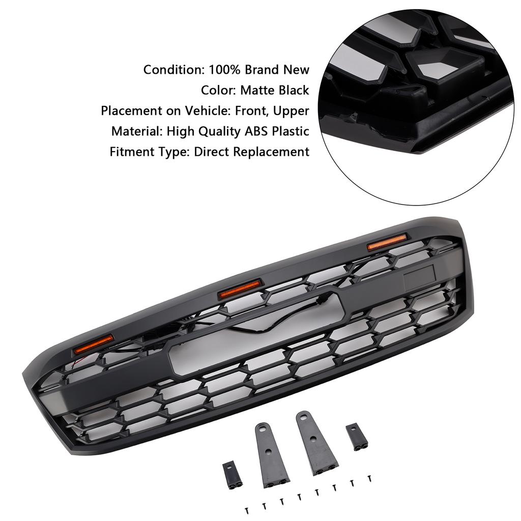 GR Style Front Bumper Grill Grille Fit Toyota Hilux N70 2005-2011 with LED