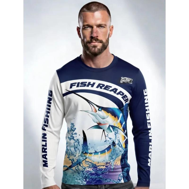 Summer Men's 3D Printed Crew Neck Long Sleeve T-Shirt Fashion Versatile Breathable Trend Casual