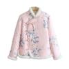 Retro Floral Large Padded Jacket for Women's Winter New Buckle Piled Thickened Padded Jacket