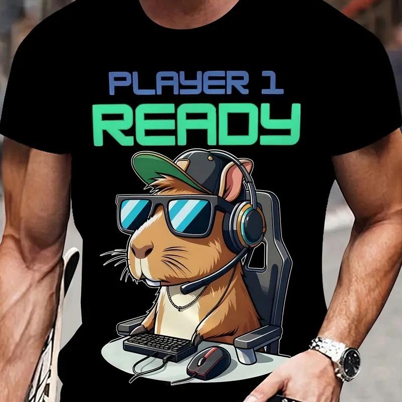 3D Print Funny Capybara Graphic T Shirt For Men Women Cute Animal Capybara T-Shirts Summer Casual Fashion Loose Kids Tees Tops