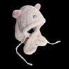 Bear plush hat scarf integrated women's autumn and winter thickened warm ear protection riding shows small face