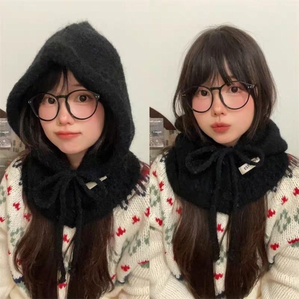 Thicken Winter Hat Drawstring Skull Cap Beanie Korean Style Neckerchief Hat Women Girl