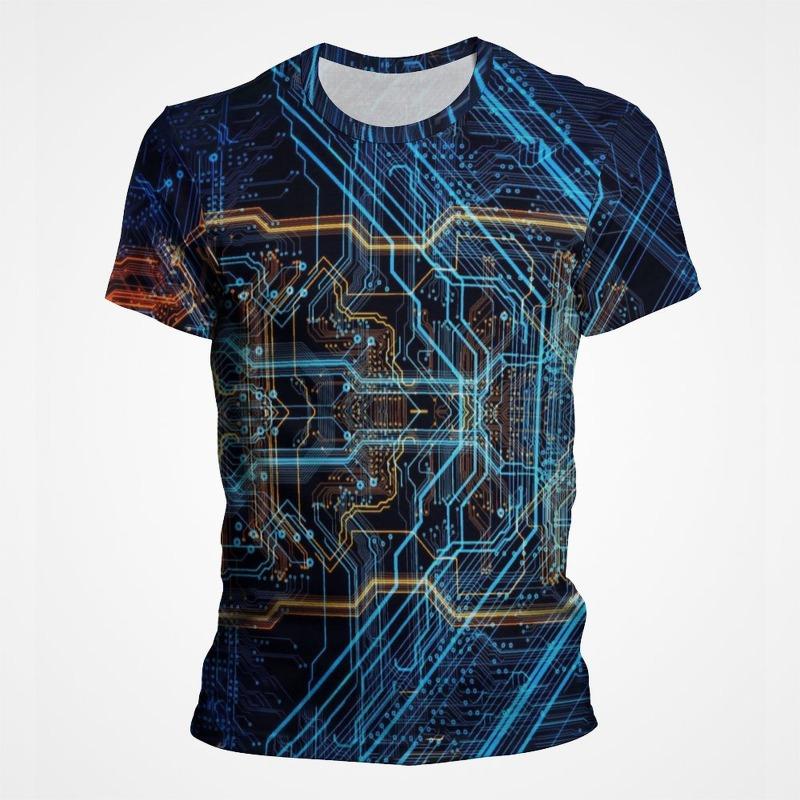 3D Print Motherboard CPU Processor Line Circuit Board T Shirt for Men Full Print Graphic