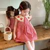 Toddler Girl Red Birthday Dress Summer Sleeveless Party Gown for Baby Girls Festive Occasion Wear