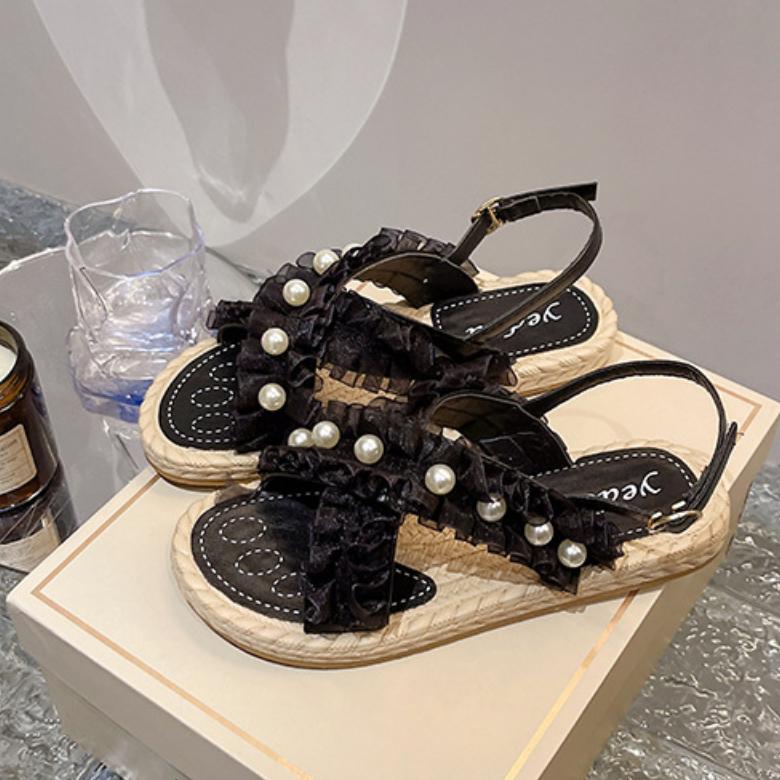 

Beach vacation sandals for spring flat casual wear, non slip sandals for outdoor wear, trendy 36 чорний