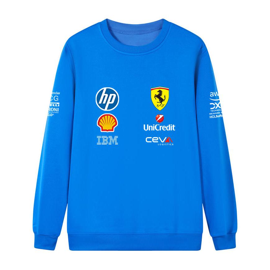 Unisex Damen Herren Frühling und Herbst F1 Ferrari Racing Print Rundhals Sweatshirt Lässig Locker Langarm Pullover Sport Streetwear