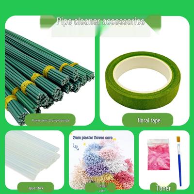 Chenille Stem DIY Kit: Stamen, Tassel, Pompom, Floral Tape & Glue Sticks