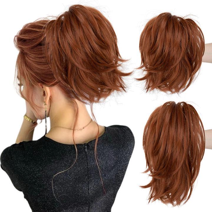 Adjustable High-Temperature Silk Short Curly Clip-On Ponytail Wig for Women