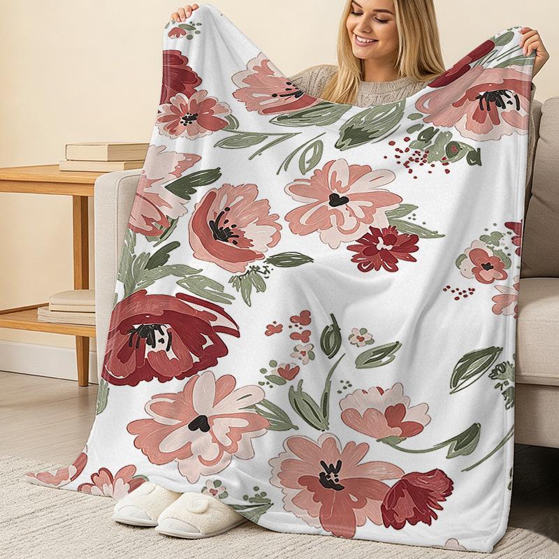 Maternity Flannel Blanket,Non-Pilling Floral Cozy Soft Warm Throw for Home, All Season, Christmas & Halloween
