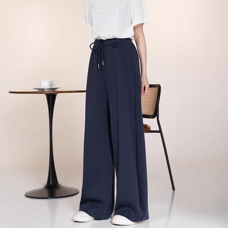 Women s Elastic Waist Wide Leg Pants, Casual Drape Style, Spring 2026 M