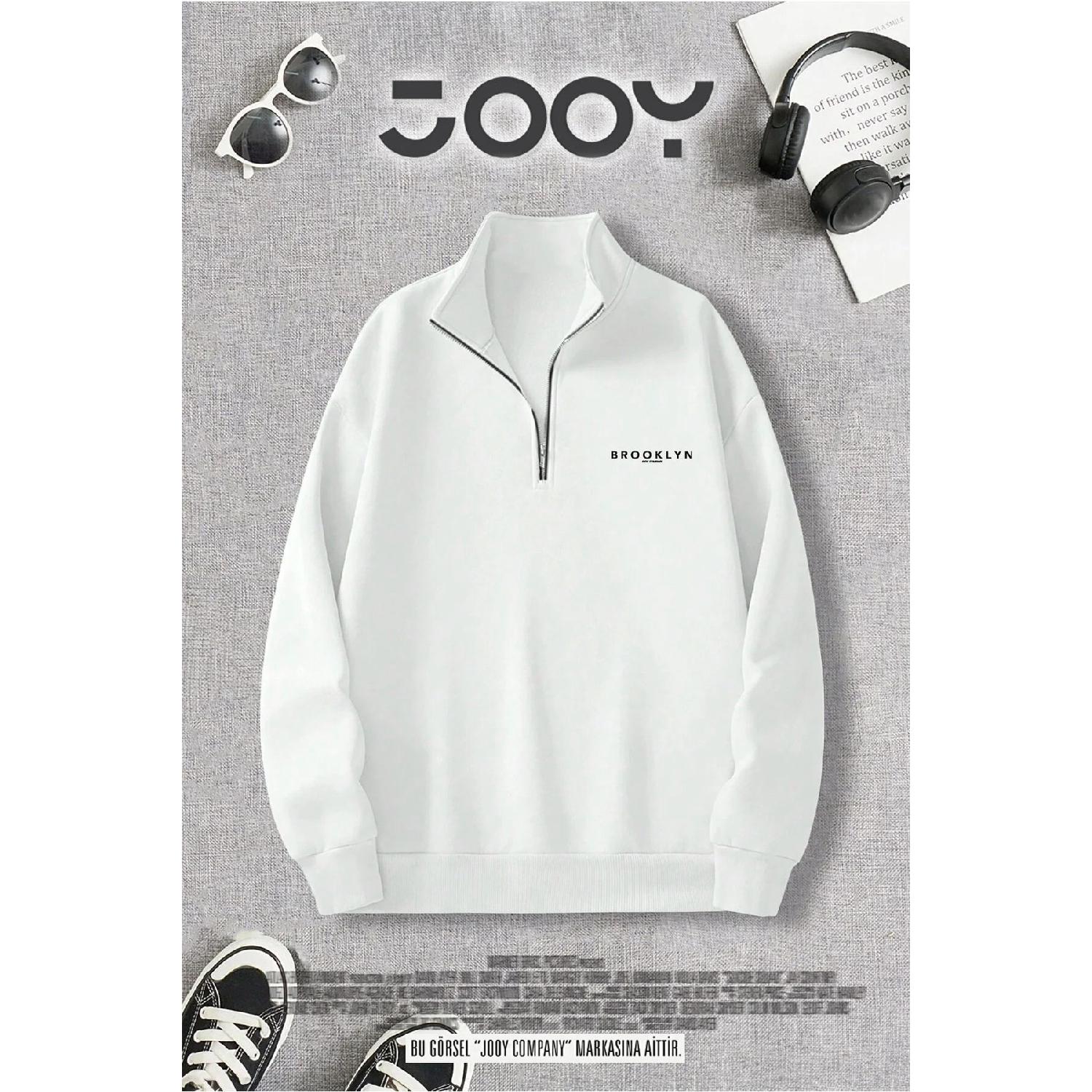

Half Zipper Brooklyn Printed White Sweatshirt S чорний