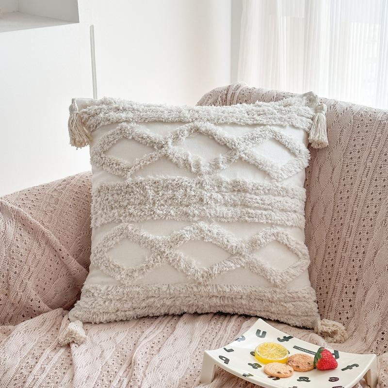 

45x45cm Bohemian Canvas Throw Pillow Cover Cojines Tufted Living Room Decor Bedroom Headboard Cushion Covers Sofa Pillowcase 45x45cm