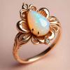 Floral Water Drop Geometric Korean Version Accessories, Imitation Opal Line Texture Leaf Ring, Fairy Vacation Style