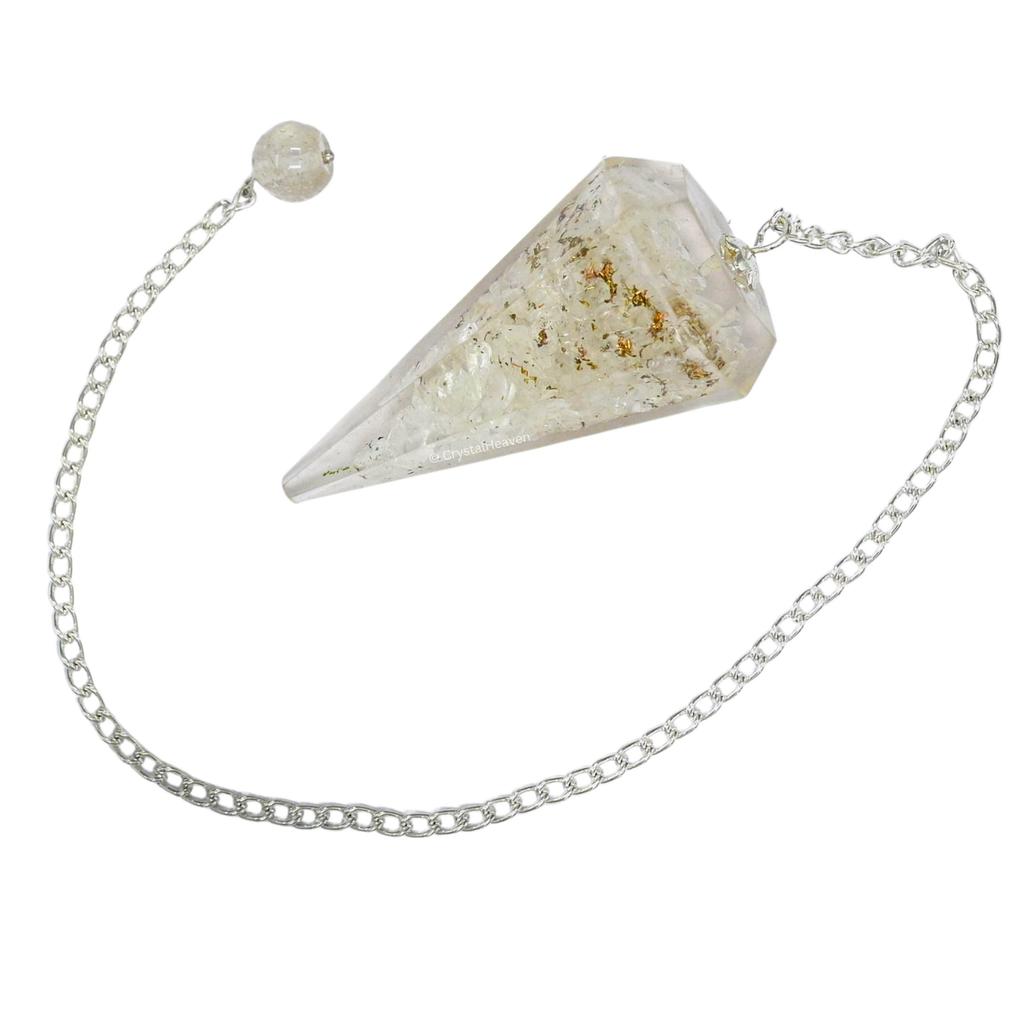 Clear Quartz Orgonite Pendulum Dowsing Tool - Natural Crystal Orgone Pendulum for Spiritual Guidance - Premium Dowser Pendulum for Accurate Divin