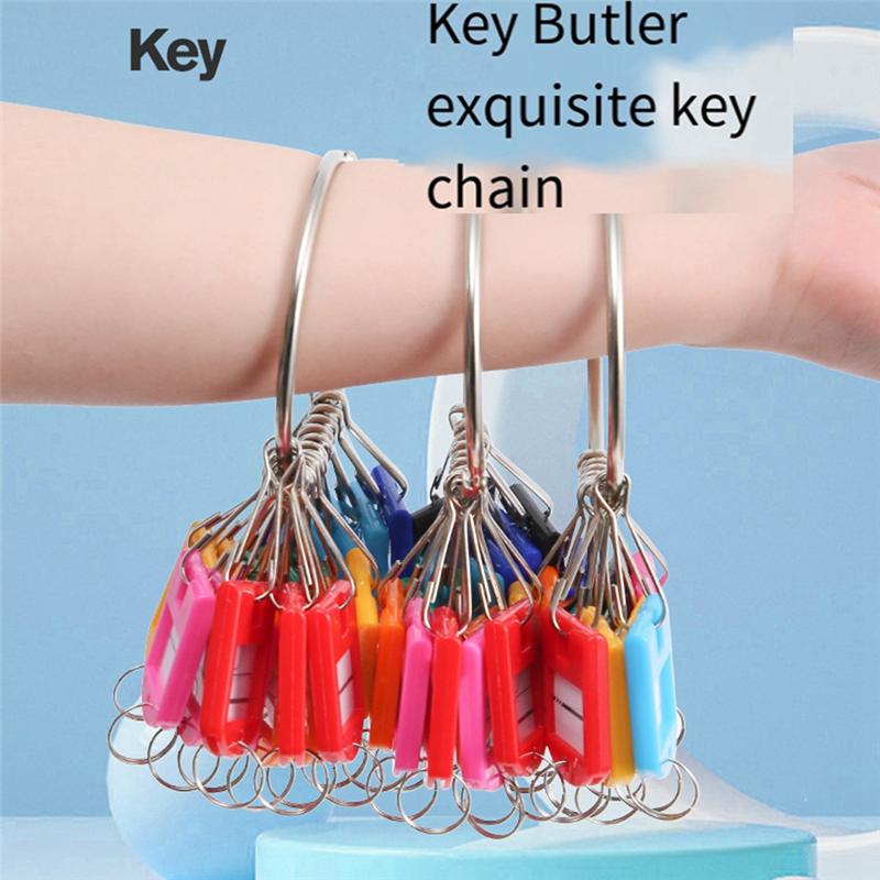 Portable Metal Ring Key Organizer with 10/20 Spring Hooks & Key Tags with Ring and Label Window Anti Loss Keyring Key Storage