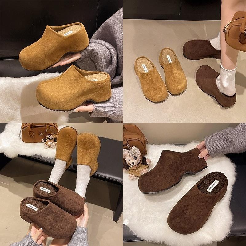 For The New Autumn and Winter Shoes, Wear Thick-soled Slippers with A Half-slipper Over The Toe