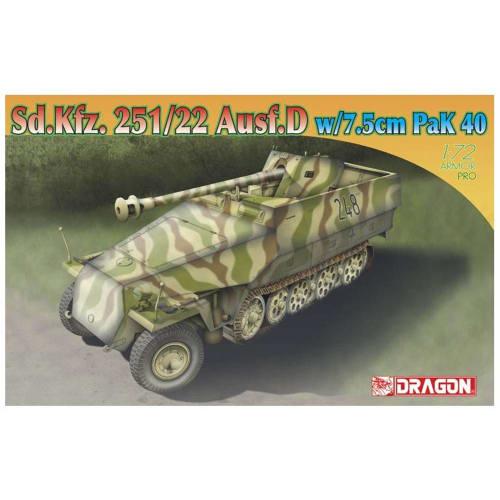 Dragon 1/72 Scale World War II German Sd.Kfz.251/22 Anti-Tank Self-Propelled Gun Plastic Model Kit DR7351