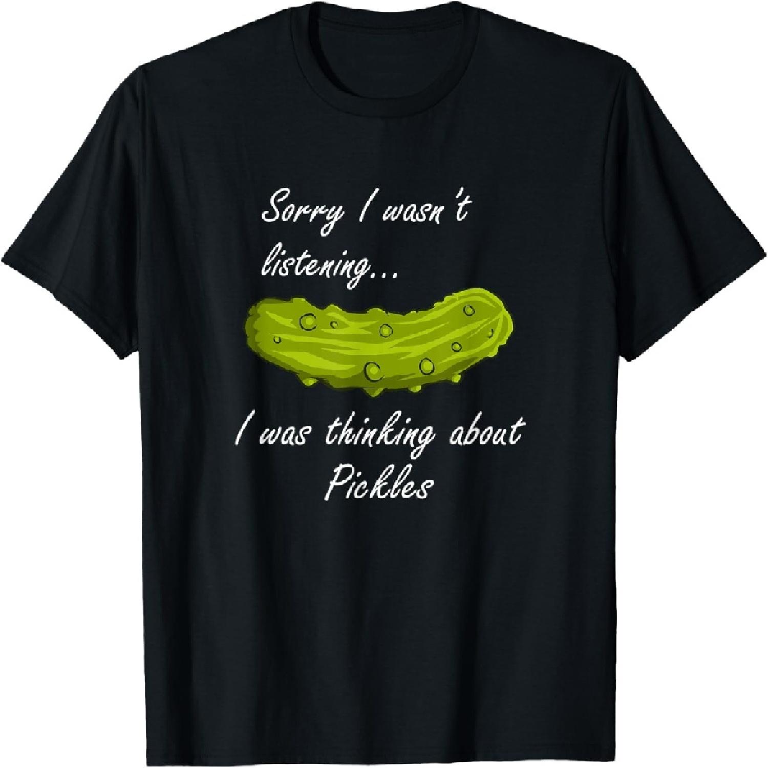 Thinking About Pickles Funny Saying Fermented Cucumber T-Shirt S