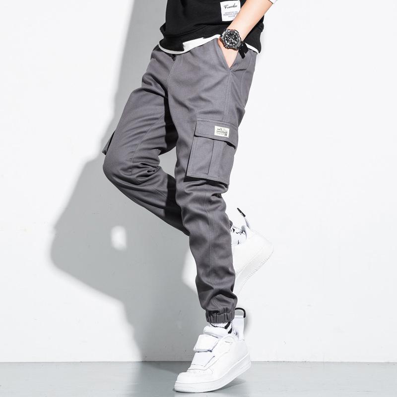 Pantaloni da lavoro da uomo primavera e autunno cotone multitasche casual con coulisse