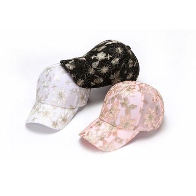 Hollow Floral Lace Baseball Cap Breathable Streetwear Hat Elegant Mesh Baseball Hat  For Women