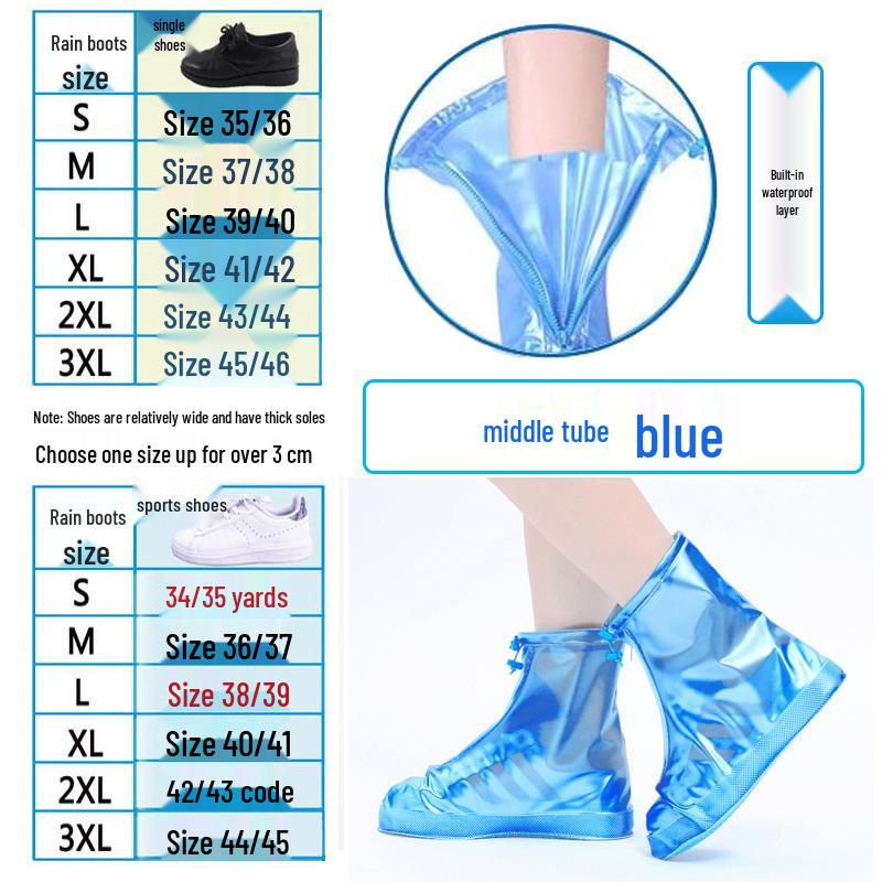 Men's & Women's Non-Slip Waterproof Overshoes - Thick, Wear-Resistant, High-Top Rain Boot Covers for Children & Adults
