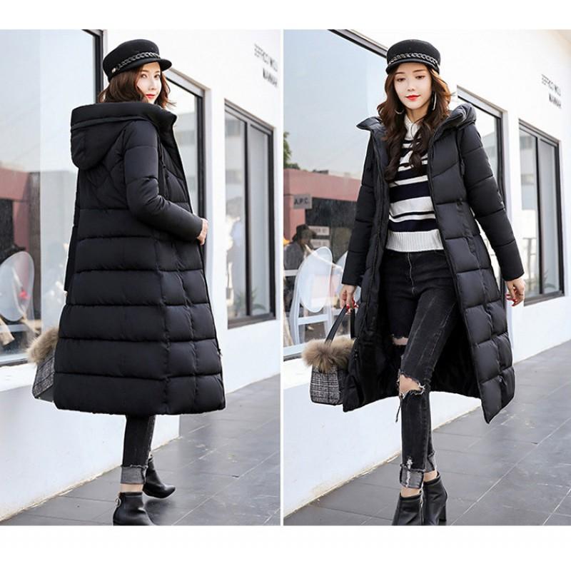 Cappotto Lungo Spesso Imbottito da Donna Invernale Caldo con Cappuccio Giacca Imbottita in Cotone Vestibilità Aderente Lunghezza Sopra il Ginocchio