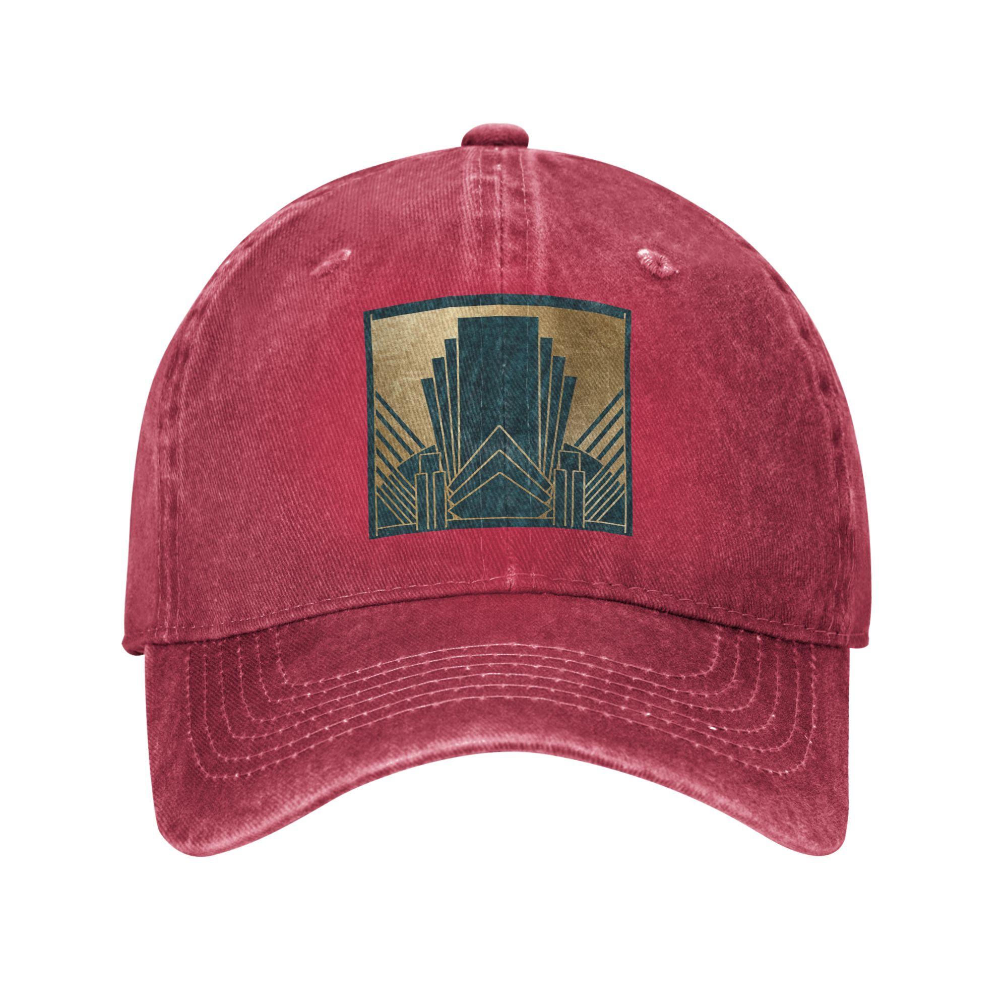 Art Deco glamour - teal and gold Denim Cap Casual Baseball Caps Adjustable Hat Summer Unisex Baseball Hats One Size