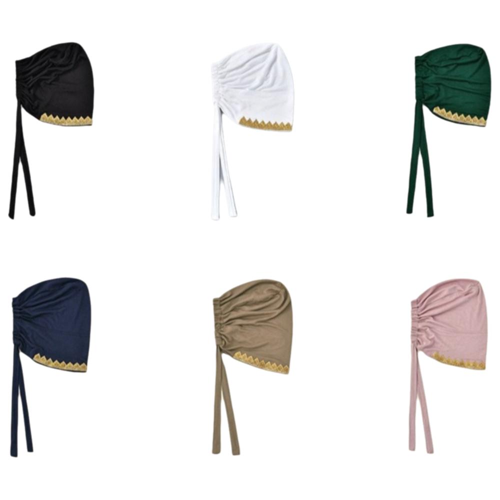 Elasticity Tie Back Inner Hijabs Shiny Golden Rhinestone Turban Breathable Undercap  Modest Fashion