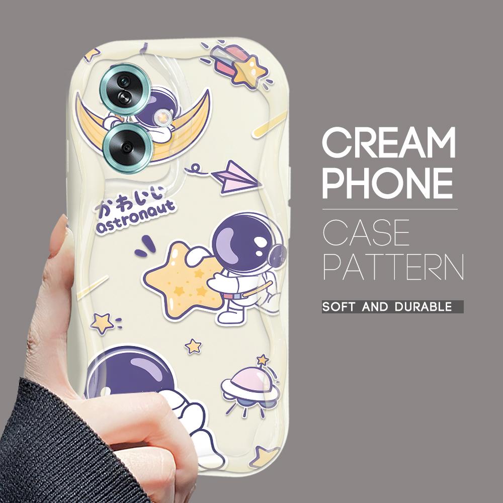 Cute Cartoon Pattern Cream Texture Casing Wavy Edge Soft Silicone Cover Phone Case for OPPO Reno Realme
