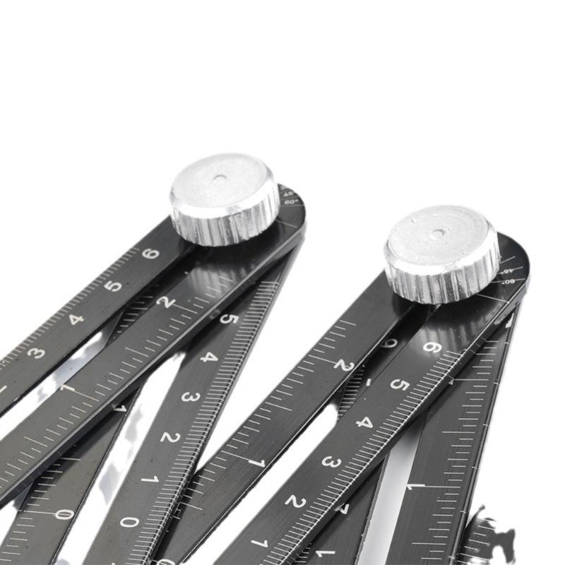 Aluminum 6 Fold Angles Measuring Ruler Template Tool Construction Angles Ruler Drill Guide Ceramic Tile Opening Locator