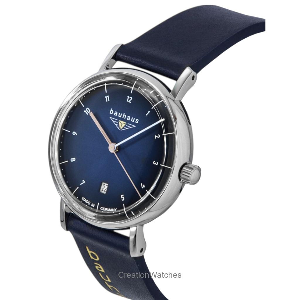 Bauhaus Classic Leather Strap Dark Blue Dial Quartz 21413 Women's Watch