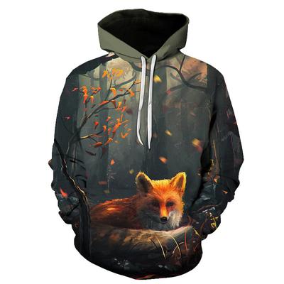 Jar Jeseň Líška a vlk s potlačou Pánska mikina s 3D potlačou Značka Mikina Pulóver Móda Športové oblečenie Zviera Streetwear Oblečenie